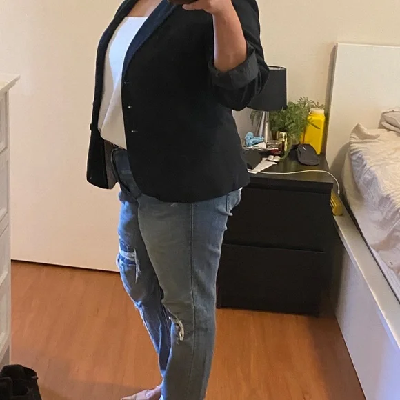 Marks& Spencer Black linen casual blazer size AU 16 - Picture 3 of 4